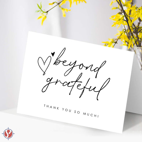 Beyond Grateful Thank You Cards and Envelopes, 25 Pack for Weddings, Holidays, Small Business, Graduation