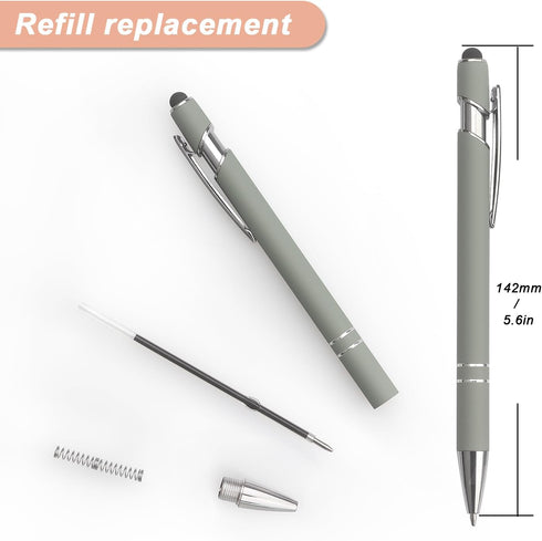 Ballpoint Pen 2-in-1 Stylus, Retractable Metal Stylus Pen for Touch Screens, 1.0 mm Black Ink, 6 Pack (Pastel Color)