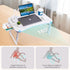 Height Adjustable Laptop Desk for Bed, Foldable Portable Bed Table with USB, Storage Drawer, Cup Holder, White