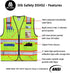 Reflective Vest, High Visibility Two Tone with Pockets and Zipper, ANSI Class 2 Compliant, Yellow with Orange Trim