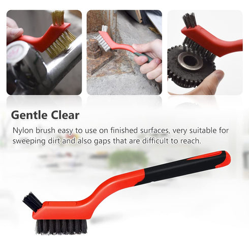 v cool livat 3 Set Pcs Soft Grip Wire Brush Brass/Stainless Steel/Nylon Stripper Brushes for Cleaning Rust