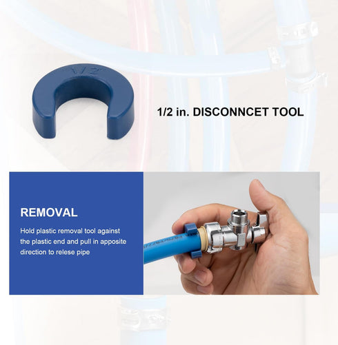 Toilet Water Supply Line Kit, 1/4 Turn 1/2 Inch Angle Push Fit Stop & 12" Stainless Steel Flexible Connector