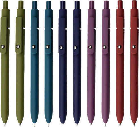 Gel Pens, 10 Pcs 0.5mm Black Ink Fine Point Smooth Writing with Silicone Grip, High-End Series for Journaling