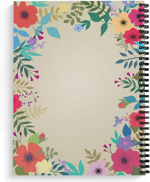 Softcover Be Happy 8.5" x 11" Funny Sloth Spiral Notebook/Journal, 120 Wide Ruled Pages, Durable Gloss Laminated Cover,