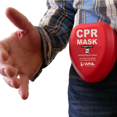 WNL Products CPR Rescue Mask, Adult/Child & Infant Pocket Resuscitator, Hard Case Kit with Belt Clip