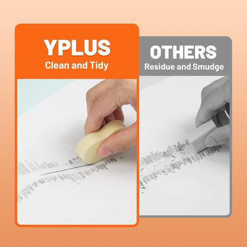 Yplus Eraser Line - Cute White Rubber Pencil Erasers for Kids, Artist No Residues, 6 Pcs for School Office