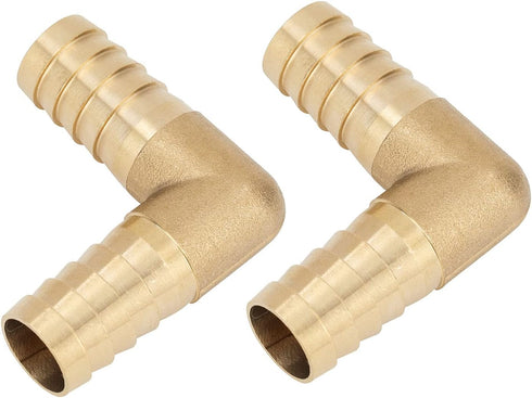 Yoebor Brass Hose Barb Fitting 90 Degree Elbow, 5/8" Barbed (Pack of 2) for Fuel/Air/Water