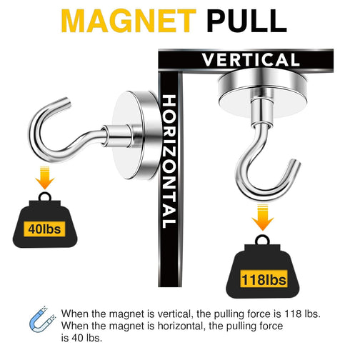 DIYMAG Heavy Duty Magnetic Hooks, 110 lb Strong Magnet with Hook for Hanging, Neodymium Magnet Hooks for Fridge,