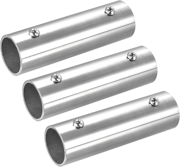 uxcell 3Pcs Straight Pipe Fitting Connector, 304 Stainless Steel 2-Way Hand Rail Tube Connector, 100mm Length