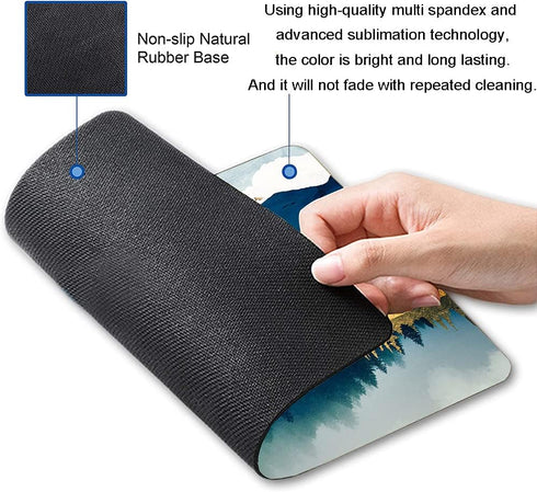 Mountains Landscape Mouse Mat, Waterproof Non-Slip Rubber Base Mouse Pad for Office Laptop, 9.5"x7.9"x0.12"
