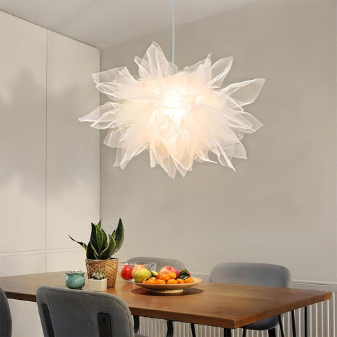 17.7 Inch Stacked Tulle Pendant Light, Modern Style Fabric Hanging Light, Pendant Lamp for DiningRoom, Living Room