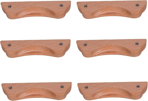 SANCHAKOU Wood Cabinet Knob 6Pcs Butterfly Style Beech Wood Buckle Handle Cabinet Shoe