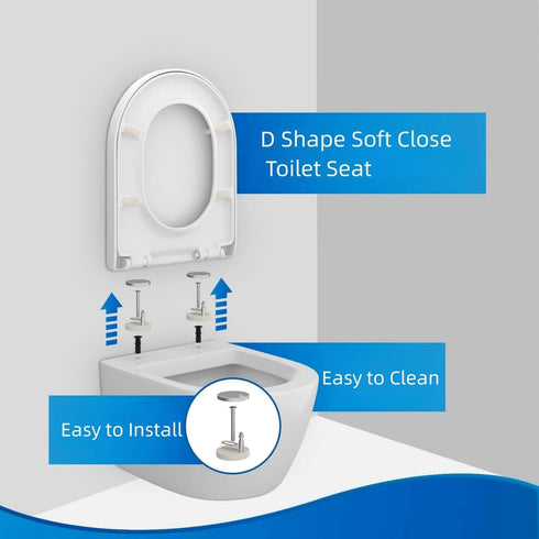 SADALAK D/U Shape Toilet Seat,Soft Close and Quick-Release for Easy Cleaning Toilet Seats Cover,Stable Hinge Design