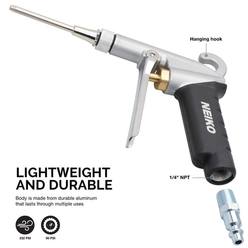 NEIKO 31121A High Flow Air Blow Gun | 3 Pc Pneumatic Air Nozzle | Dust Gun | Air Gun Compressor Accessories |