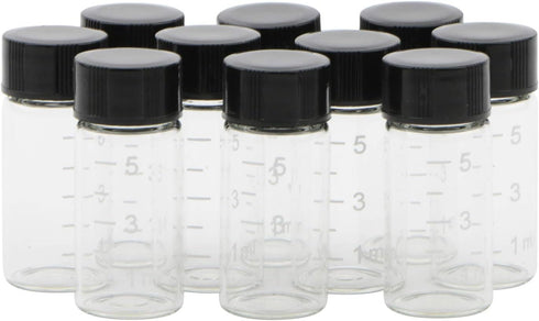 JIUWU 10pcs 5ml 1/6 Oz Scaled Clear Glass Vials Sample Transparent Liquid Bottles Screw Cap Lab Container by JIUWU