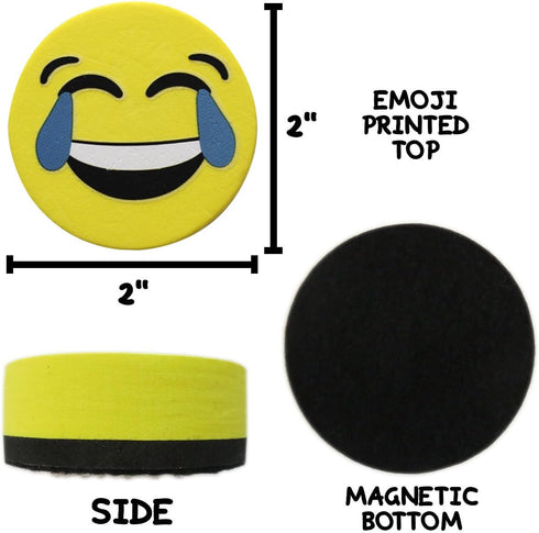 VIZ-PRO Magnetic Smiley Face Circular Whiteboard Eraser, 8 Pack of 2" Dry Erase Erasers