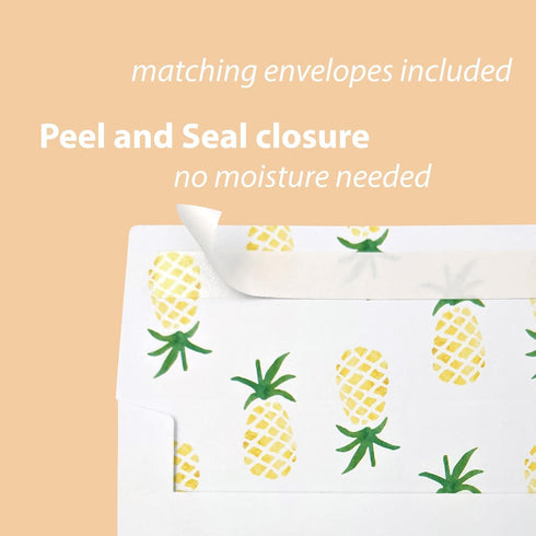 4x6 36-Pack) Set, Gooji Pineapple Thank You Cards (Bulk Matching Peel-and-Seal White Envelopes | Assorted Watercolor