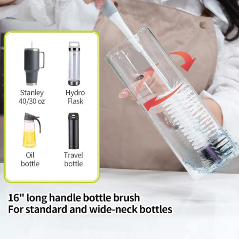 Set Bottle Cleaner Brush - Long Handle Bottle Brushes for Cleaning Narrow Neck Bottles, Beer, Wine, Baby Bottle, Pipes
