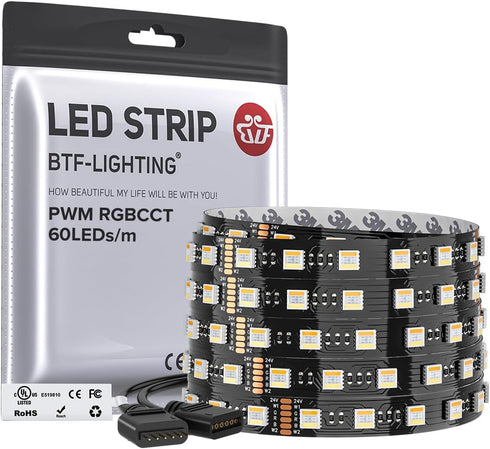BTF-LIGHTING RGBCCT 5 Colors in 1 LED 5050SMD RGBWW RGB+Dimmable Tunable Color