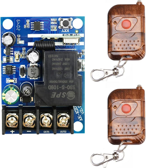 DC 12V 24V 36V 48V Relay Receiver, 40A RF Wireless Remote Control Switch System with Long Range Transmitter
