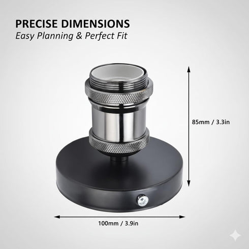 E26 E27 Bulb (Bulb Vintage Lamp Socket, Black Industrial Ceiling Light Holder, Surface Mount Edison Base for DIY