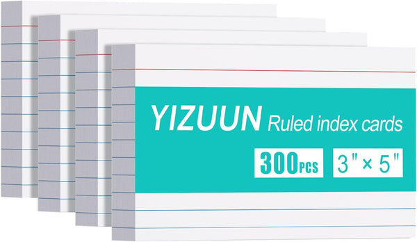 YIZUUN Index Cards 3x5, 300 Pack, Heavy Ruled Index Cards, Notecards 3x5 Lined,