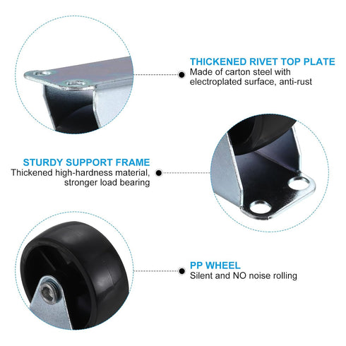 1.5" 8 Pack M4 PATIKIL Rigid Caster Wheels, Silent Fixed Plate Casters with Screws for Furniture Workbench Cart Trolley