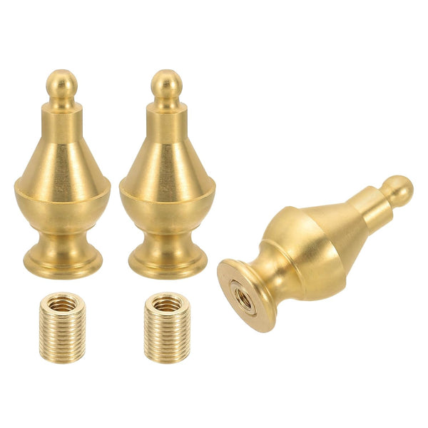 PATIKIL 24.5 x 52mm Lamp Finials Caps Knob, 3 Set Solid Brass Lamp