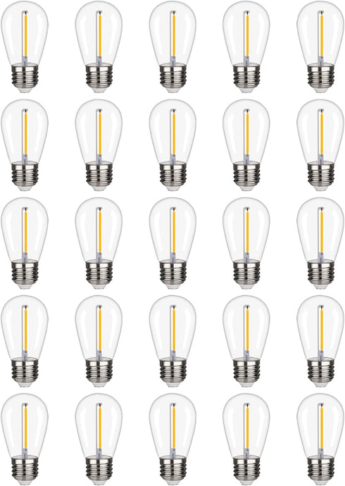 FUTIME 25 Pack S14 LED String Light Bulbs, 1W Shatterproof & Waterproof Outdoor