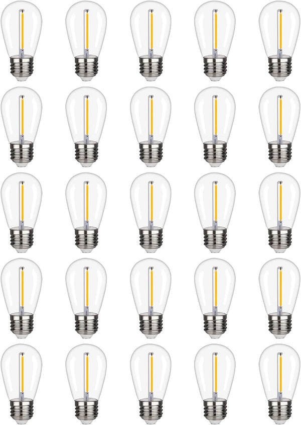 FUTIME 25 Pack S14 LED String Light Bulbs, 1W Shatterproof & Waterproof Outdoor