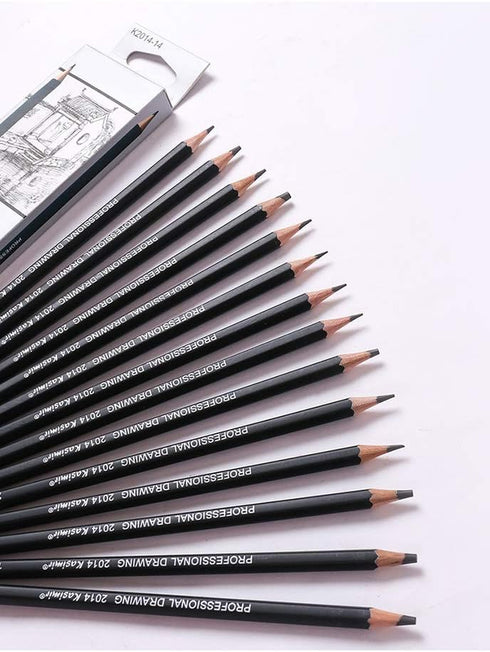 Sketch Pencil Drawing Set, 14 Pencils 6H, 4H, 2H, HB, 1B, 2B, 3B, 4B, 5B, 6B, 7B, 8B, 10B, 12B