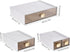 Stackable Desk Organizer with Drawer, 13" Wide Clear Plastic Desktop Organizer for Office, Classroom, Makeup (White, 1