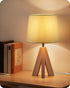 J51TL05 Tripod Table Lamp, Small Bedside Lamp with Wood Base & Green Fabric Shade, Little Cute Desk Lamp, Modern