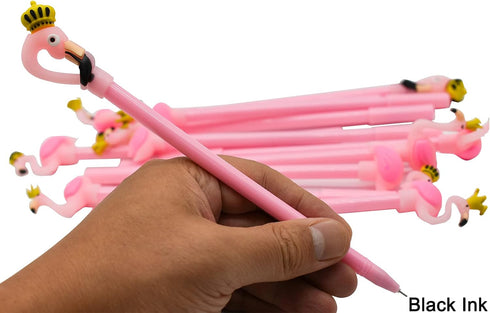 Maydahui 28PCS Cute Crown Flamingo Shaped Rollerball Pens Black Gel Ink for Office School Home