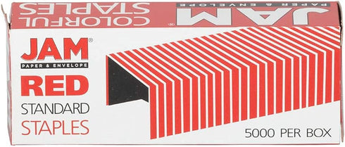 JAM PAPER Standard Size Colorful Staples, Ruby Red, 5000/box