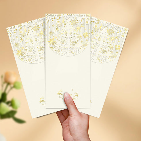 Christmas Cash Envelope, Red Envelope Pack of 18, Gold Stamped Gift for Christmas/Birthday/Holiday