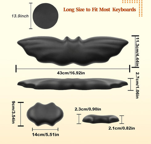 Keyboard Wrist Rest - Soft Leather Halloween Bat Wrist Pad for Mouse Wrist Rest with Non-Slip Base, Wrist Pad