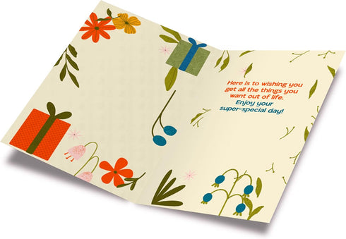 Prime Greetings Birthday Card for Aunt, Eco-Friendly Thick Card Stock with Premium Envelope 5in x 7.75in, Made in