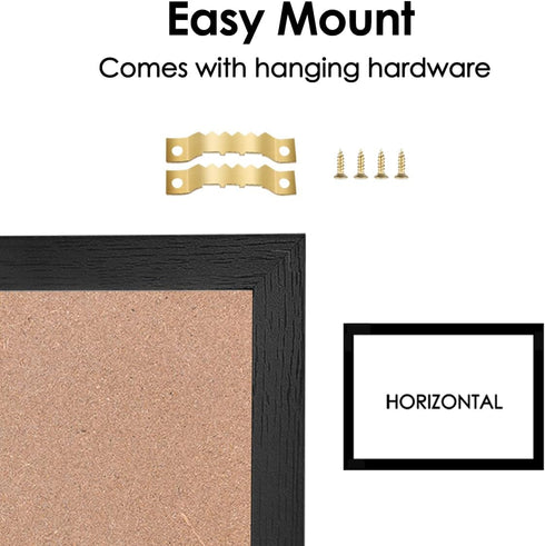 Monthly Calendar Dry Erase White Board & Cork Bulletin Board, 13" x 17" with Black Wood Frame