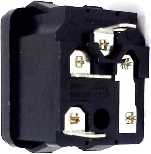 CESS Snap In AC Power Inlet with Fuse Holder, AC Black Socket (4 PACK)