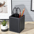 KINGFOM PU Leather Square Pens Pencils Holder - Desktop Organizer Case (Black)