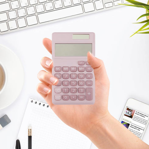Pink Calculator, Small Mini Cute Solar Calculator, Basic Calculators for School, Office Supplies, 4 Function Middle