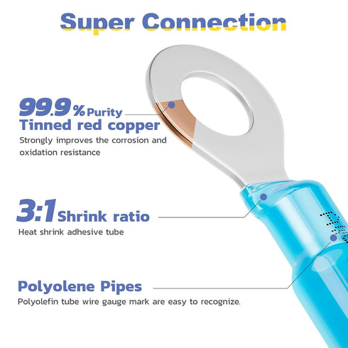 haisstronica 300PCS Heat Shrink Wire Connectors-Marine Grade Butt Connectors-Electrical Connectors Kit of Tinned