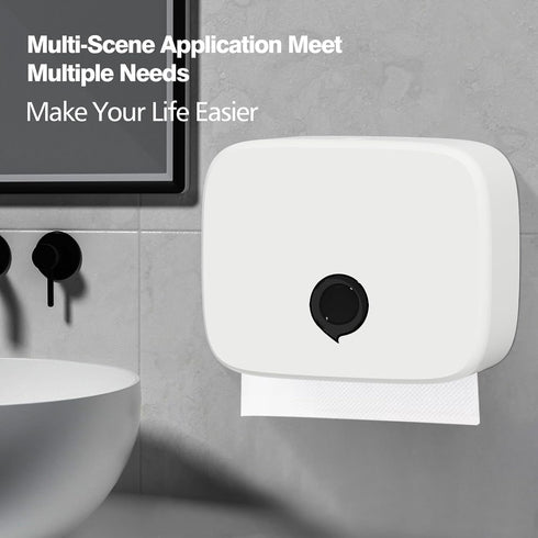 200-Sheet Small N-Fold Wall-Mount Paper Towel Dispenser - ABS Plastic Hand Towel Holder, Key & Press Dual Unlock