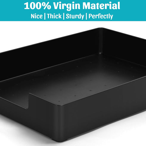Letter Tray Desk Organizer, Heavy-Duty Plastic Paper Tray, Sturdy Single-Tier Stackable File Storage (1, Black)