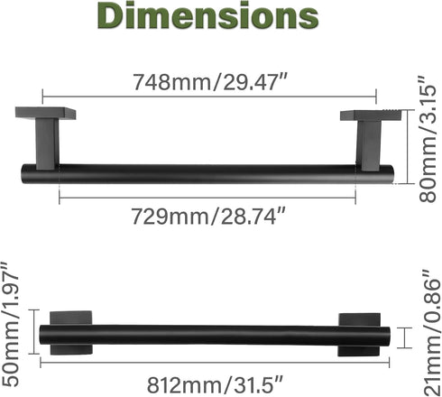 32 Inch SUS304 Alise Bathroom Towel Bar, Towel Racks for Bathroom, Stainless Steel Hand Towel Holder Heavy Duty Towel