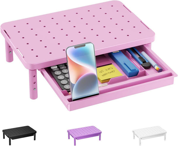 WALI Computer Monitor Stand with Storage, Desk Monitor Riser 3 Height Adjustable,