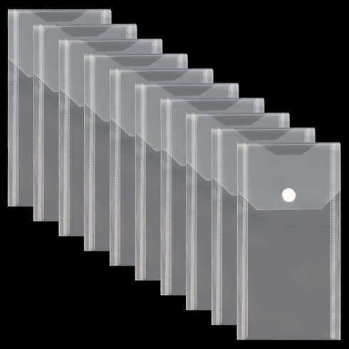Plastic Envelopes, 10 Pack Poly Hook Loop Closure, Receipt Stickers Storage Holder Document Folders
