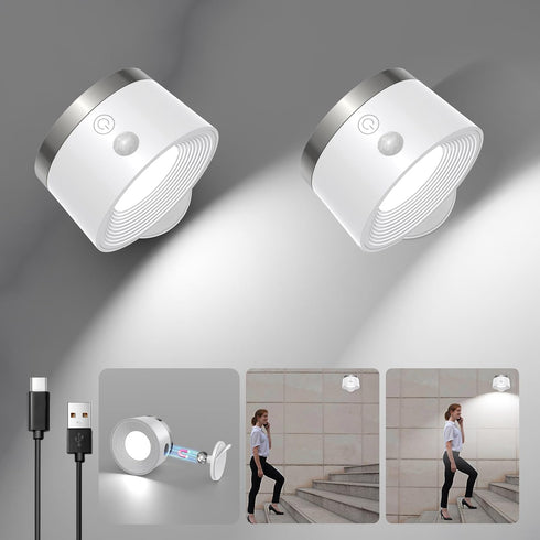 Moobibear Motion Sensor Wall Light Indoor 2Pcs, 3500mAh Rechargeable Battery Operated LED
