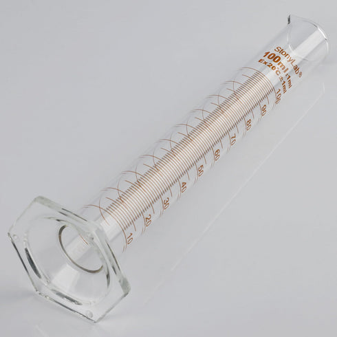 stonylab Graduated Cylinder, 2-Pack B Grade Borosilicate Glass Cylinder, 100 ml with Stable Hexagonal Base